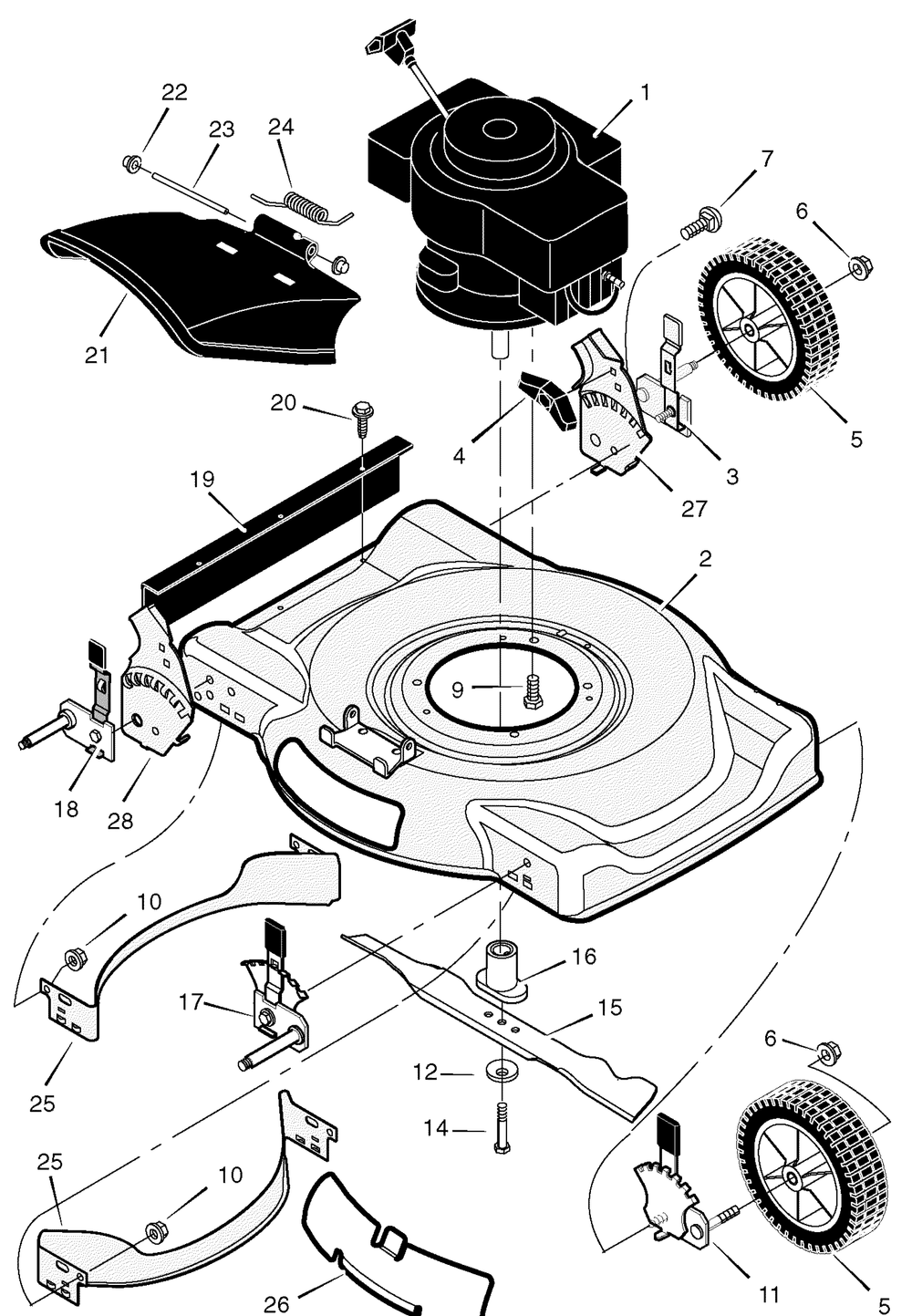 Mower Housing Assembly Diagram and Parts List for 224110X48A 2005 Briggs and Stratton Lawn Mower